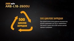 Аккумулятор 18650 Fenix ARB-L18 2600U mAh с разъемом для USB*