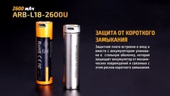 Аккумулятор 18650 Fenix ARB-L18 2600U mAh с разъемом для USB*