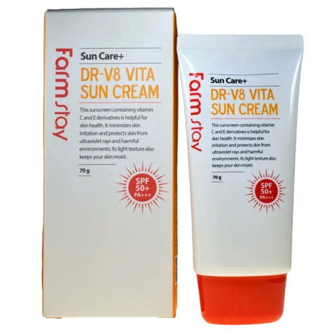 Крем для лица солнцезащитный Farmstay SPF 50+ PA+++ Dr-V8 Vita Sun Cream, 70 гр