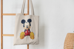 Сумка-шоппер с принтом Микки Маус (Mickey Mouse) бежевая 008