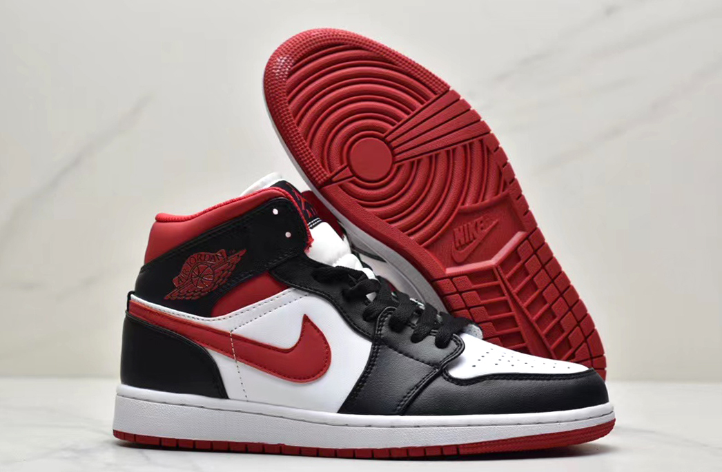 Jordan 1 mid gym red black sales