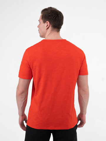 Мужская футболка «Великоросс» кораллового цвета V ворот