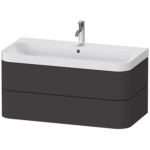 Duravit Happy D.2 Plus Тумба подвесная с умывальником 975х490х468 мм, с 1отв под смес., 2 ящ., выпуск и сифон в комплекте, цвет тумбы Графит супермат HP4348O8080