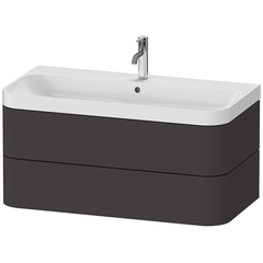 Duravit Happy D.2 Plus Тумба подвесная с умывальником 975х490х468 мм, с 1отв под смес., 2 ящ., выпуск и сифон в комплекте, цвет тумбы Графит супермат HP4348O8080 фото