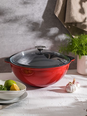 Казан с крышкой 6л LAVA красный