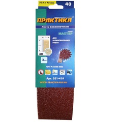 Лента шлифовальная ПРАКТИКА   75 х 533 мм P 40 (3шт.) картонный подвес (031-419)
