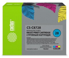 Картридж струйный Cactus CS-C8728 №28 многоцветный (18мл) для HP DJ 3320, 3325, 3420, 3425, 3520