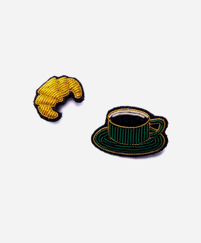 Сет из 2-х брошей coffee cup + croissant