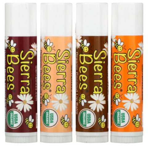 Sierra Bees, набор органических бальзамов для губ, 4 штуки, вес: 4,25 г