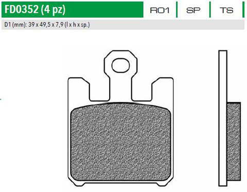 FD0352SP Тормозные колодки дисковые мото ROAD TTPRO SINTERED  (FDB2164)  NEWFREN