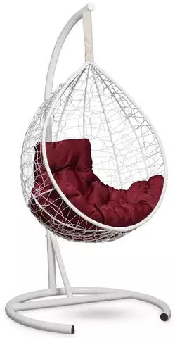 Подвесное кресло-кокон SEVILLA COMFORT белое, бордовая подушка (Laura Outdoor)