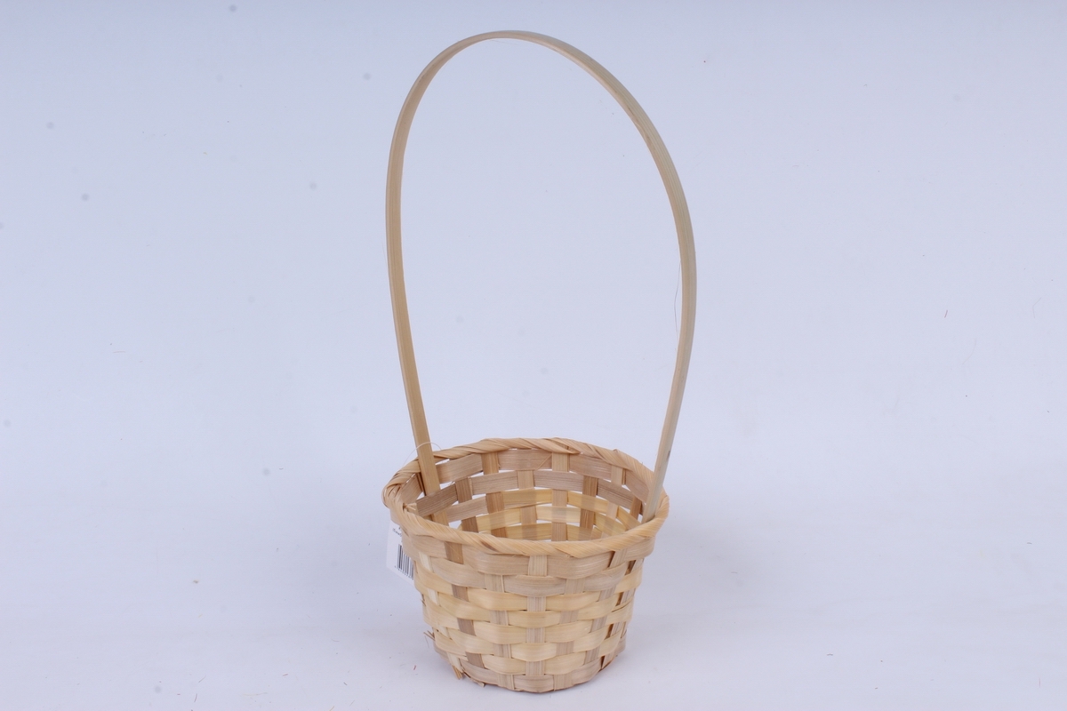 Корзина плетеная с ручкой (бамбук), Натуральный, D=13 см, H=9,5*28 см, 1 шт.