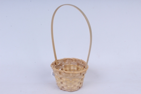 Корзина плетеная с ручкой (бамбук), Натуральный, D=13 см, H=9,5*28 см, 1 шт.