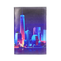 Обложка для паспорта из натур.кожи,цвет.рисунок по коже Сити,1,2-076-0