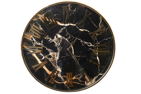 Часы настенные круглые 51см Garda Decor черные с золотистым декором