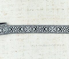 Тесьма жаккард, ш. 2 см, чёрный с серебром