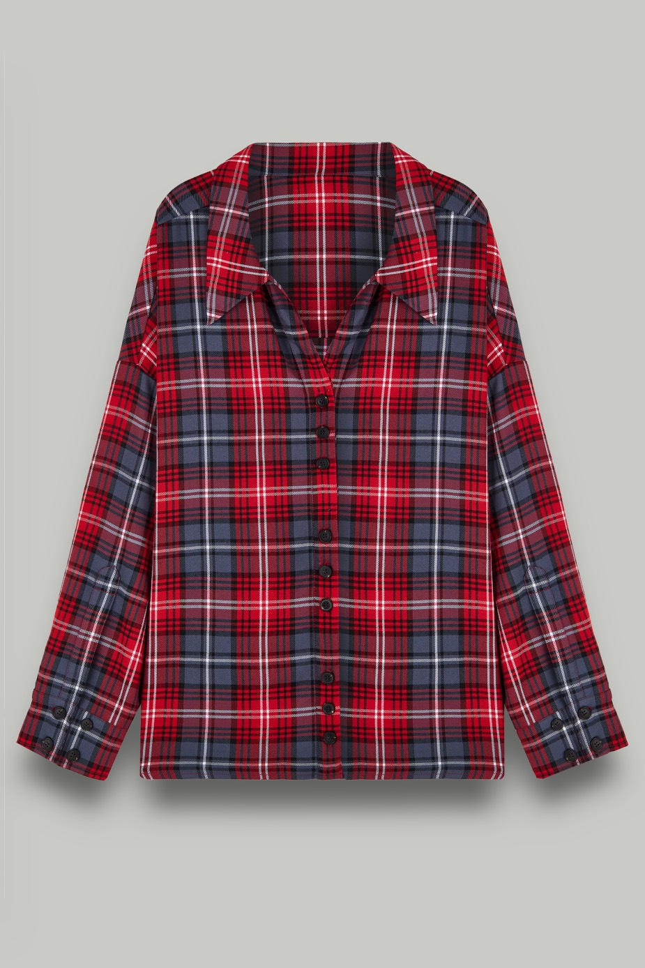 Рубашка оверсайз в клетку, красный