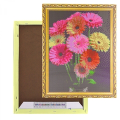 
          Алмазная мозаика Alingar, на подрамнике, с полным заполнением, (глянц) дизайн рамка, 30х40 см, 20 цветов, "Герберы"