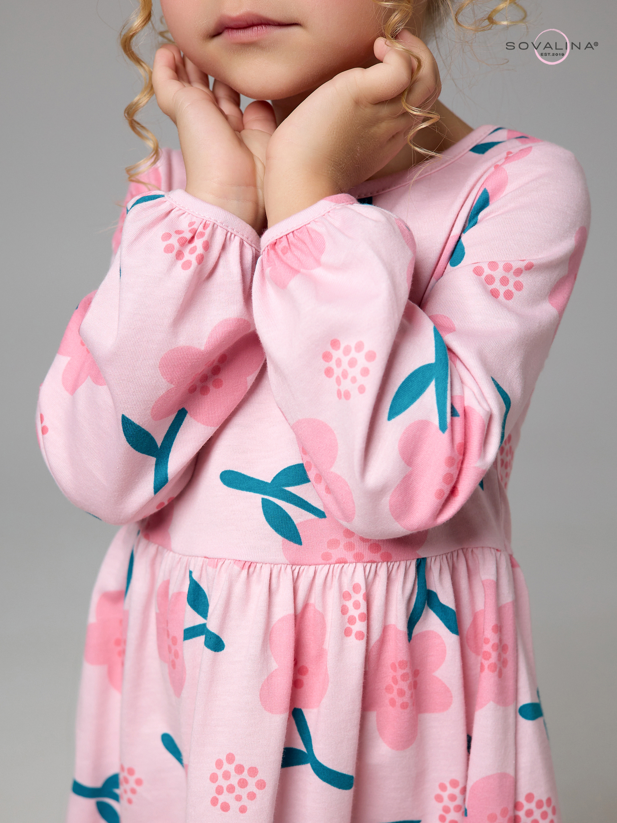 Платье Моана незабудки на пудре