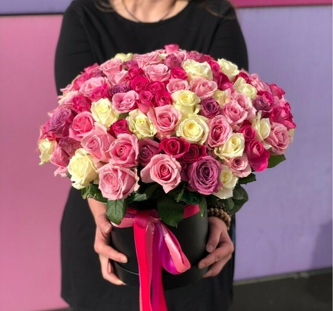 Коробка из микса 101 крупной розы