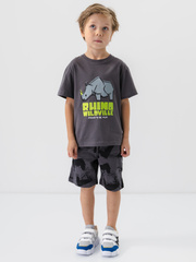 280012С-31 Комплект для мальчика (футболка, шорты), Темно серый
