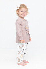 пижама  для девочки  К 1541/24/кофейный,мопсы на сахаре