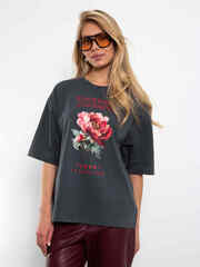 Футболка женская с оверсайз Пион (графит)