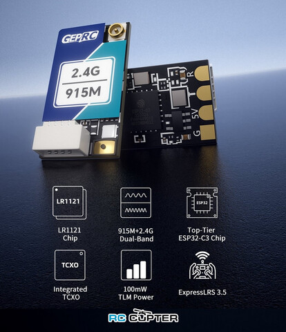 Приёмник GEPRC ELRS Nano 915M/2.4G Dual-Band