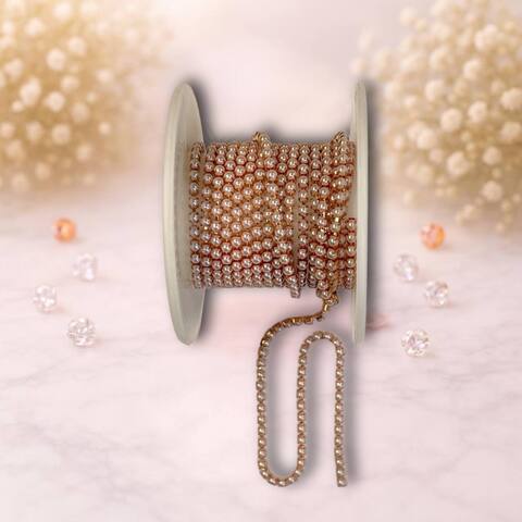 стразовая лента золото-нежно розовый 0,3мм