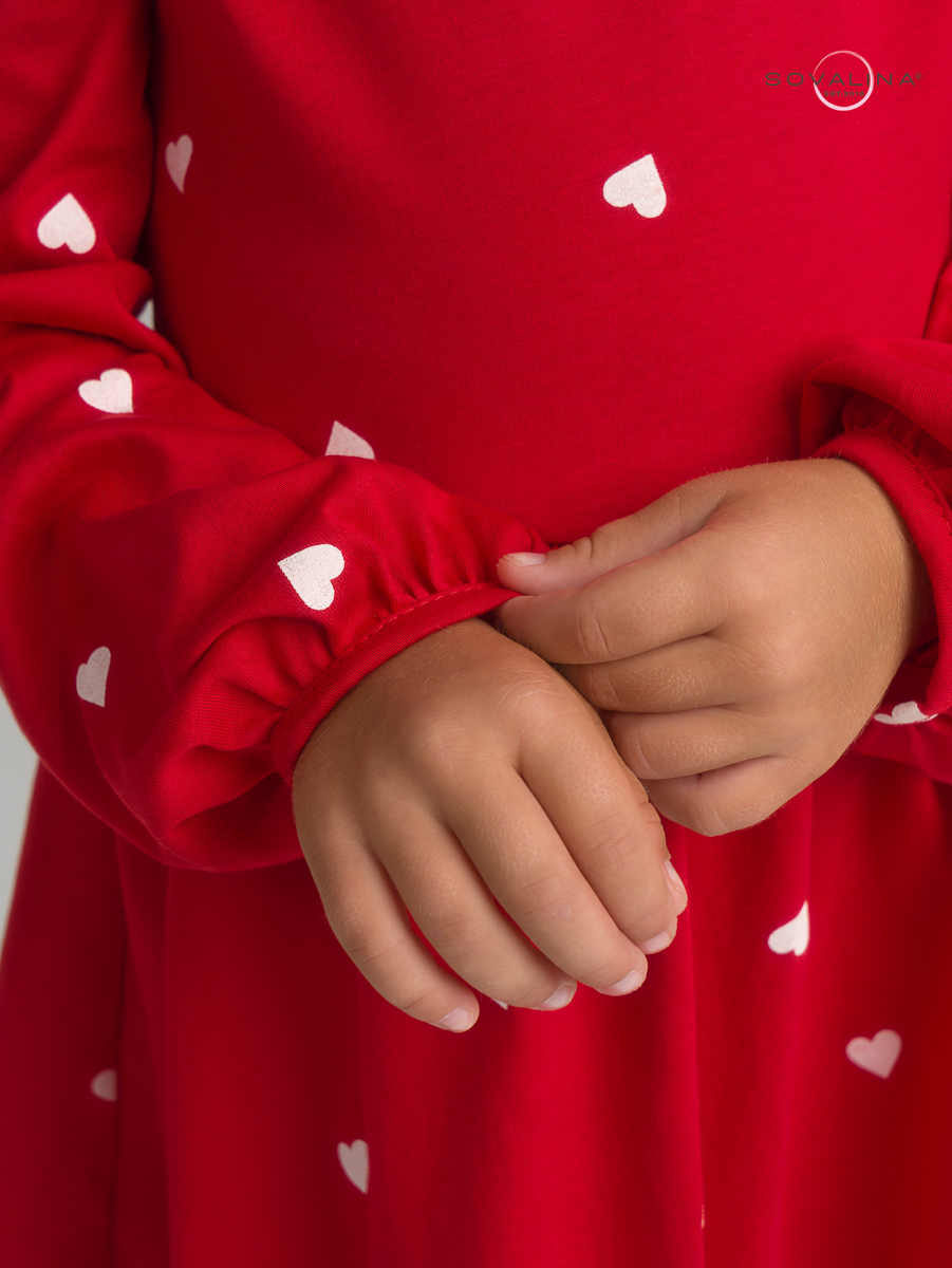 Платье Моана белые сердца на красном УЦЕНКА