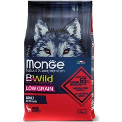 Сухой корм Monge Dog BWild LOW GRAIN для взрослых собак, низкозерновой, из мяса оленя 2,5 кг