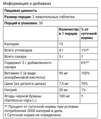 Doctor's best, жевательные таблетки из бузины с витамином C и цинком, ягодный вкус, 60 жевательных таблетки