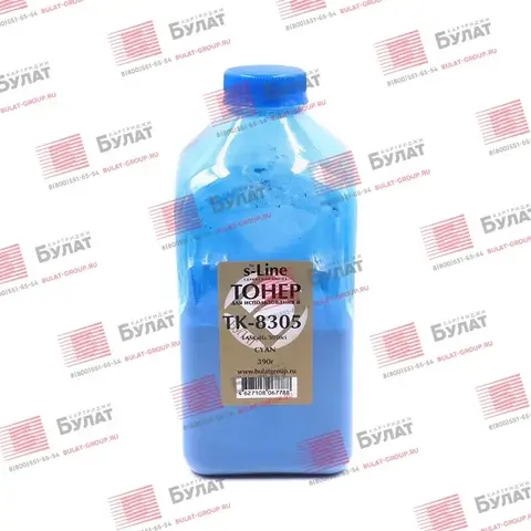 Тонер с девелопером БУЛАТ s-Line TK-8305 для Kyocera TASKalfa 3050ci (Голубой, банка 390 г)