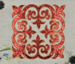 Термоаппликация орнамент, р. 27см х 27см, красный