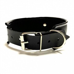 Ошейник с бантиком из эко-кожи черный
