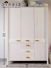 Шкаф деревянный 3 двери 3 ящика Мадейра 150х60х211 см из массива сосны