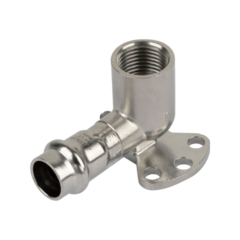 Пресс-угольник из нержавеющей стали ДУ-22*1/2 внутр. резьба и креплением водорозетка TIM ZTI.554.002204