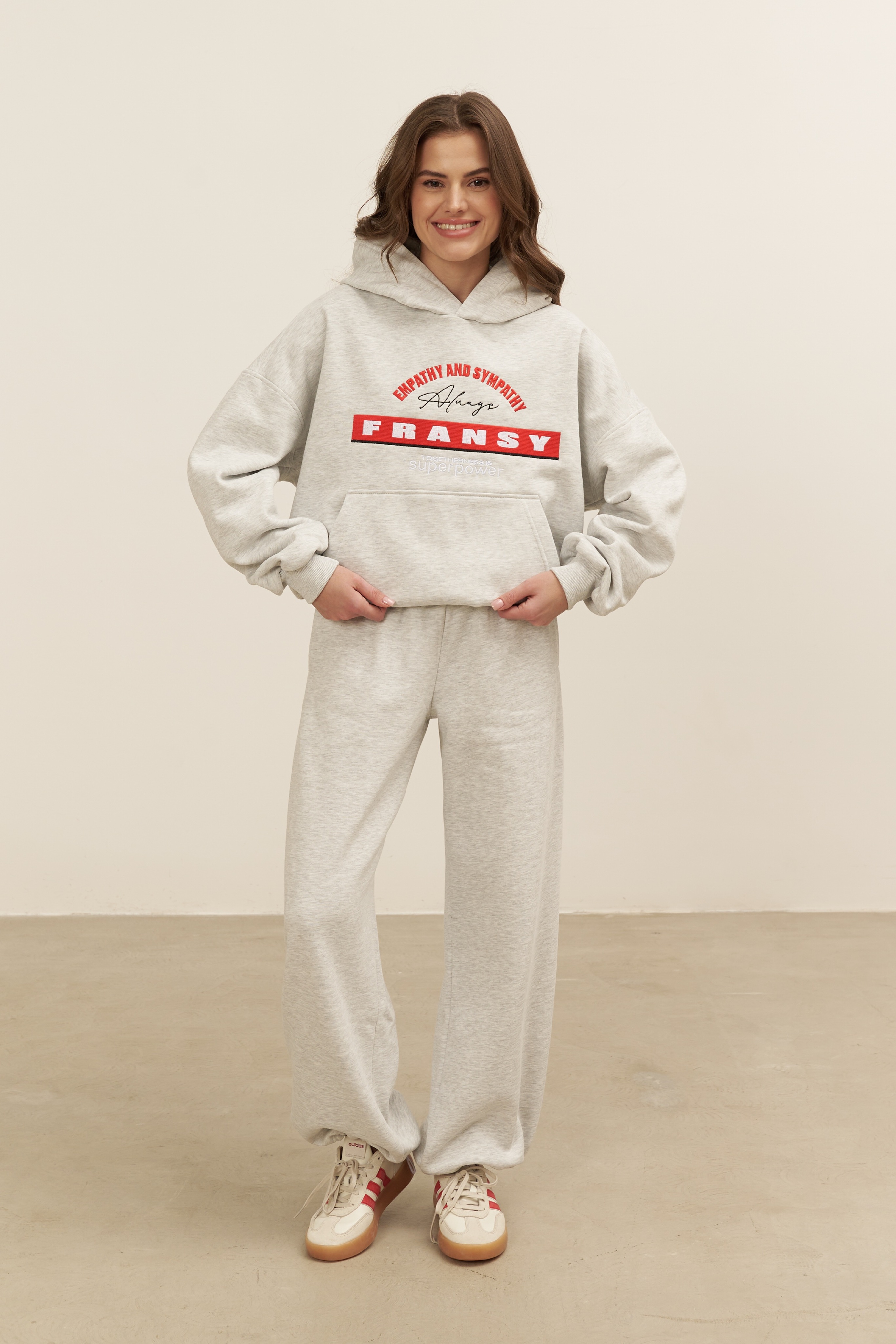 Худи 02 EMPATHY AND SYMPATHY, с начесом, серый меланж