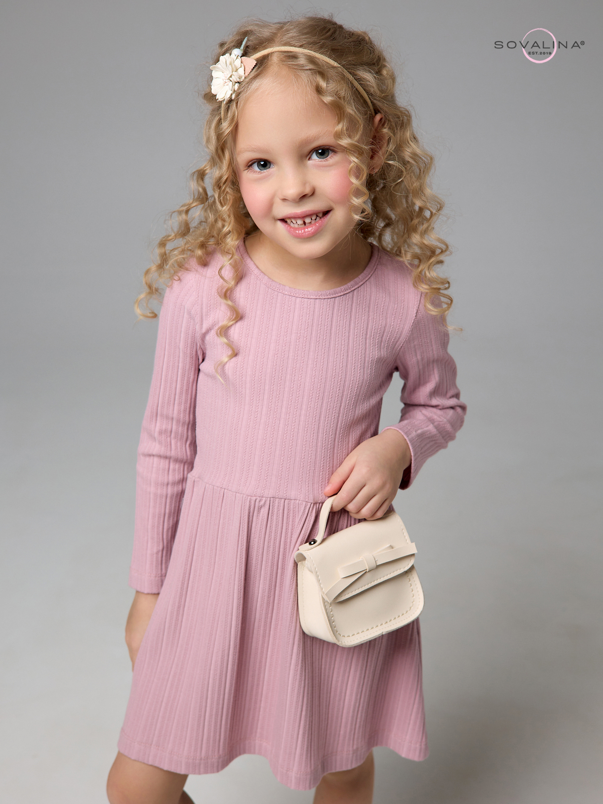 Платье Эля косичка сухая роза