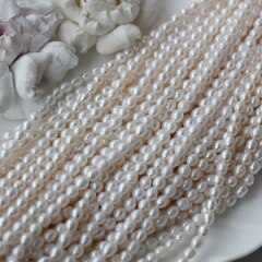 Жемчуг натуральный речной, рис, 5,2-7,8 мм, 1 нить, Ж023