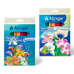 
          Карандаши цветные Alingar 18 цв., "Фантазия" деревянные, трехгранные, заточенные, грифель 3.0 мм, картон. уп., европод.