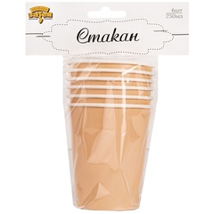 Стаканы однотонные, Персиковый, 250 мл, 6 шт.