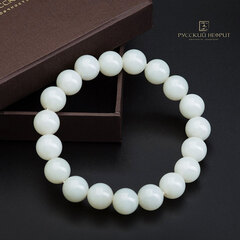 Браслет "Классика". Белый нефрит. 12 мм.