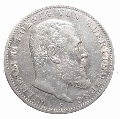 3 марки. Германия-Вюртемберг. 1909 год. (F) Серебро. XF