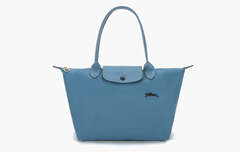 Longchamp Le Pliage Club Leather Shoulder Bag "Storm Blue"