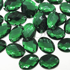 Купить пришивные стразы оптом зеленые акрил Oval Emerald