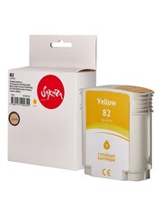 Струйный картридж Sakura C4913A (№82 Yellow) для HP Designjet 500/500+/500ps/500ps+/800series/10PS/20PS/30/50/90/90r/90gp/120series/130, водорастворимый тип чернил, желтый, 72 мл.