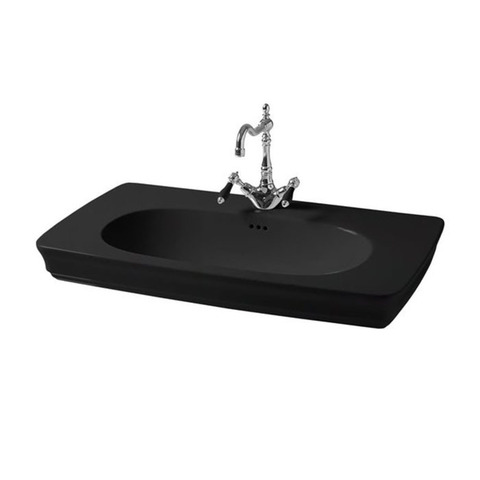 CIL002 03 00 nero *1 Artceram CIVITAS Раковина подвесная 90х49,5хh22см, 1 отв (+2 намеченных), перелив, цвет: черный глянцевый
