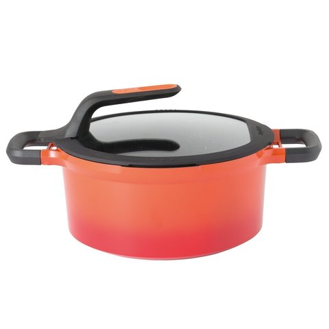 Кастрюля с крышкой 24см 4,7л Gem red