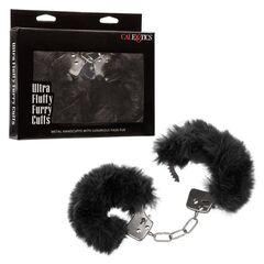 Металлические наручники с черным мехом Ultra Fluffy Furry Cuffs - 